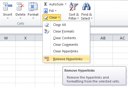 how to turn off hyperlink in excel